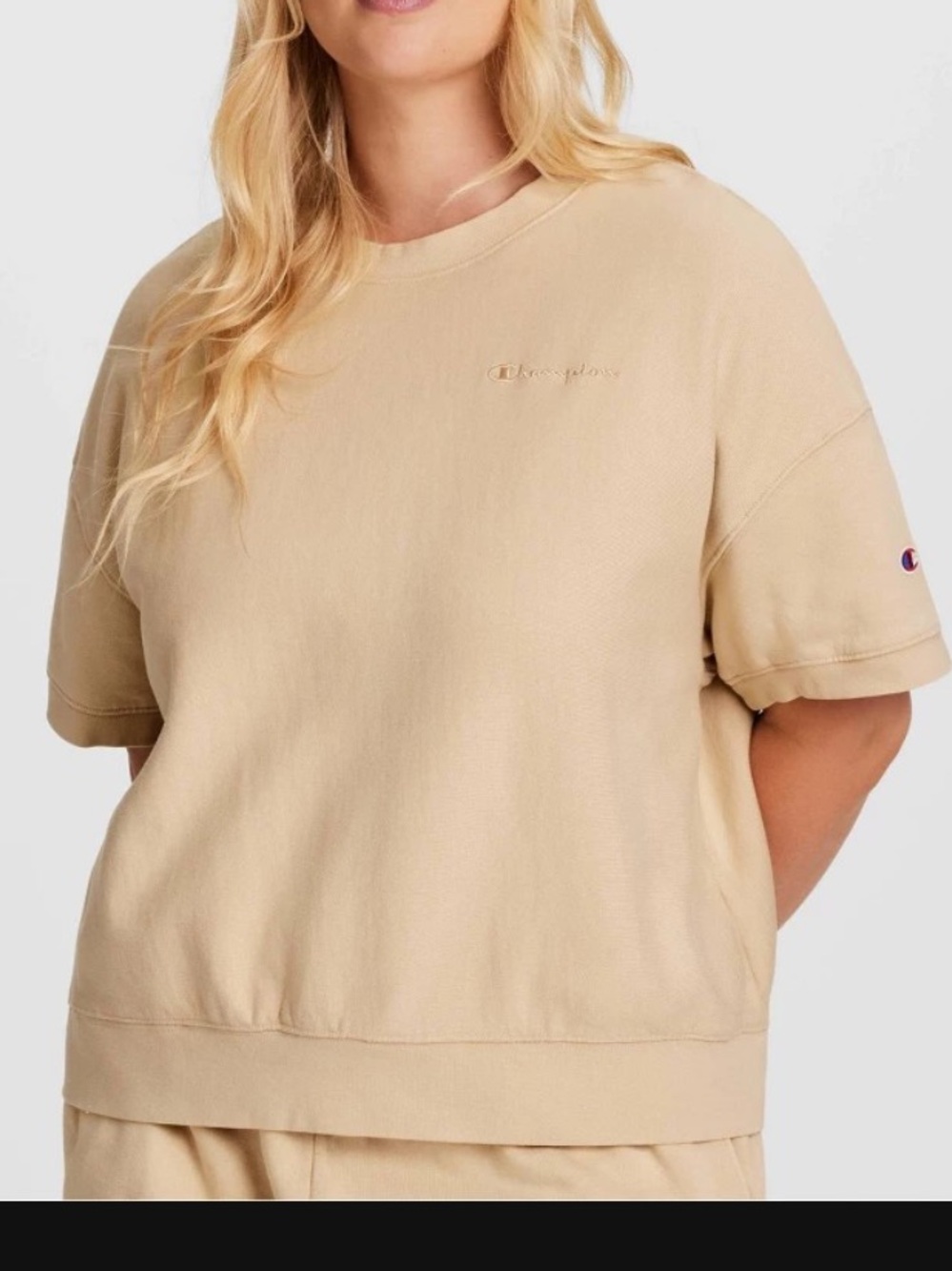 1X Champion Women's Vintage Wash Short Sleeve Fleece T-Shirt - Tan
